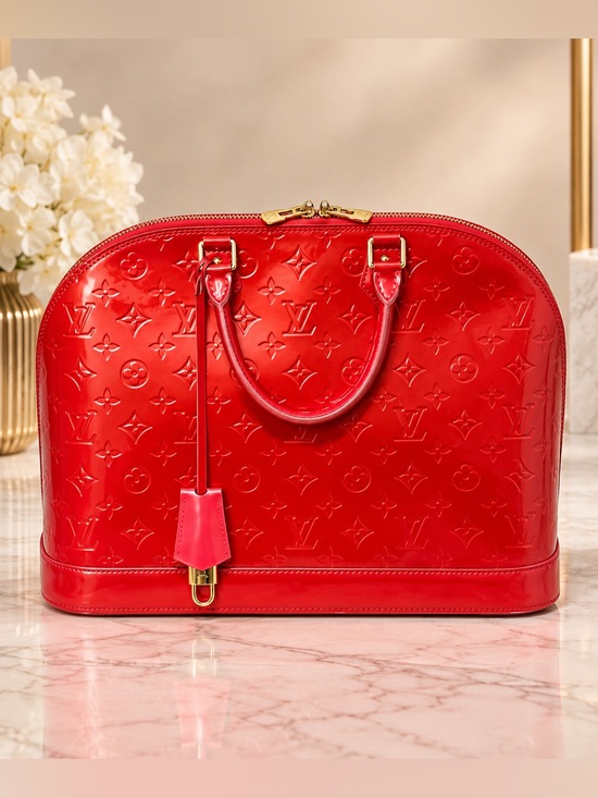 Louis Vuitton Handbags - Louis Vuitton Alma PM Monogram Vernis Red Patent Leather Handbag